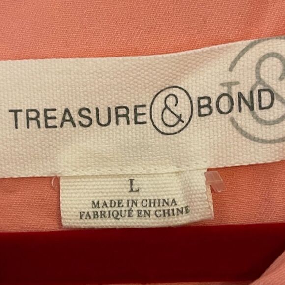TREASURE & BOND Stand Collar Cotton Twill Jacket In Peach LARGE - Picture 2 of 5
